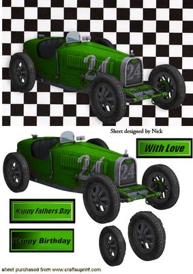 Grand Prix 1926 Green Vintage Sports Car