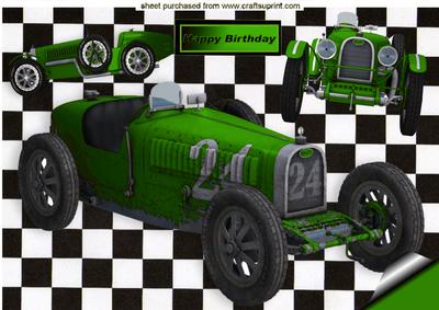 1926 Grand Prix Green Vintage Sports Car A4