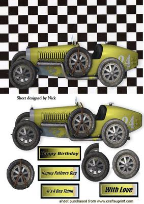 1926 Grand Prix Yellow Vintage Racing Car