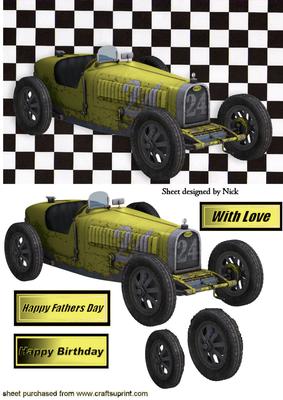 Grand Prix Vintage 1926 Yellow Sports Car