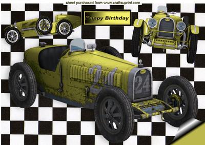 1926 Grand Prix Vintage Yellow Sports Car A4