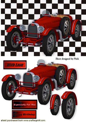 Red Grand 1926 Prix Vintage Sports Racing Car
