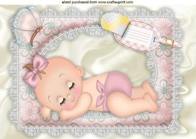 Sweet Baby Girl in Lace Frame with Butterfly A4