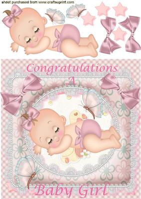 Sweet Baby Girl in Lace Frame with Pretty Bows