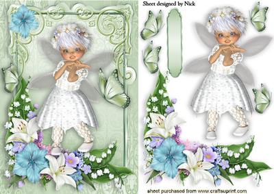 Sweet Fairy in Flower Frame with Butterflies
