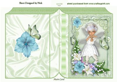 Sweet Fairy in Flower Frame with Butterflies Folded Book