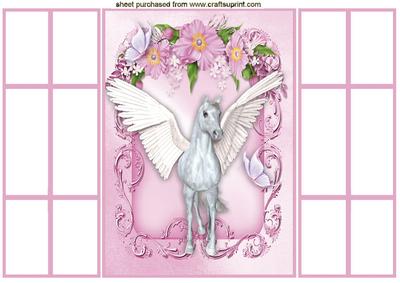 Beautiful White Winged Horse in French Gatefold