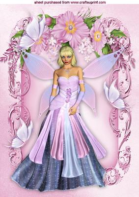 Fantasy Fairy with Flowers and Butterflies A4