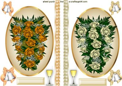 Wedding Bouquet of Roses with Champagne Toppers