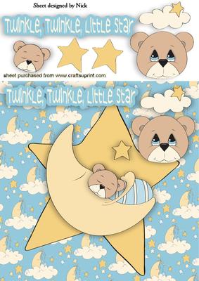 Twinkle Twinkle Little Star Cute Teddy Sleeping 8x8