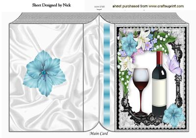 Floral Frame in Lace with Wine Folded Book