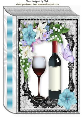 Floral Frame in Lace with Wine A4 Book