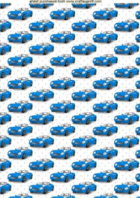 Blue Sports Car with Raindrops A4 Backing Paper