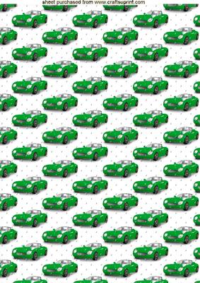 Green Sports Car with Raindrops Backing Paper