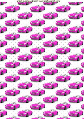 Pink Sports Car with Raindrops Backing Paper