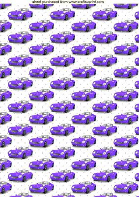 Purple Sports Car with Raindrops Backing Paper