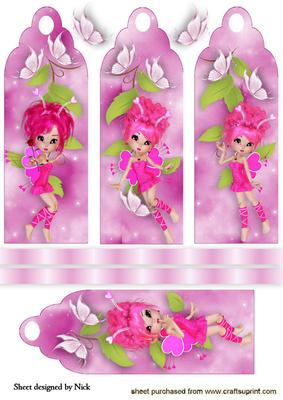 Cheeky Little Fairys in Pink with Butterflies Bookmarks
