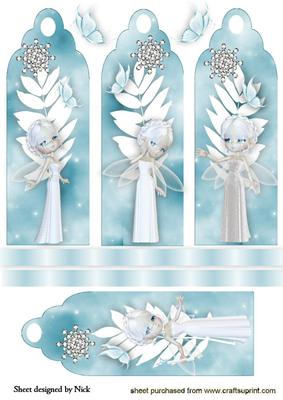 Pretty Snow Fairy with Butterflies and Diamonds Bookmarks