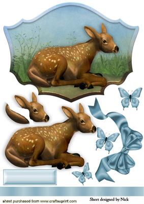 Cute Little Deer in the Meadow with Big Bow