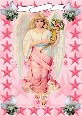 Beautiful Large Pink Angel on A4