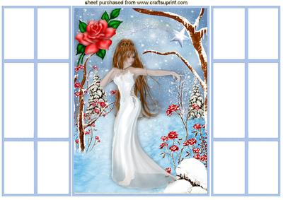 Beautiful Snow Princess with Red Rose French Gatefold
