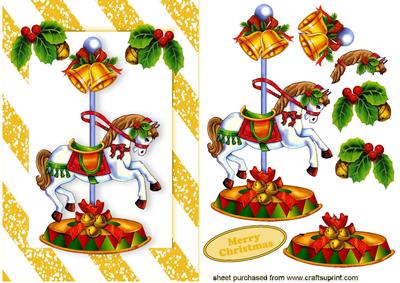 Christmas Carousel Horse with Holly