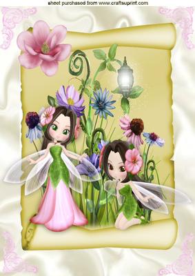 Playfull Fairies Pretty in Pink on a Scroll A4