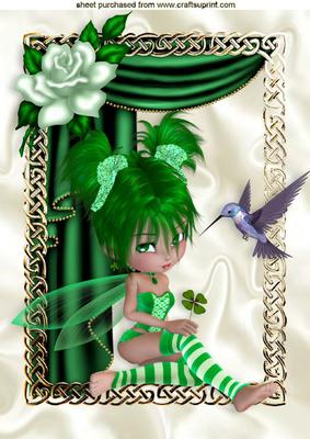 Cute Little Fairy with Kingfisher and Pretty Rose A4
