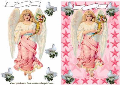 Beautiful A5 Pink Angel Decoupage