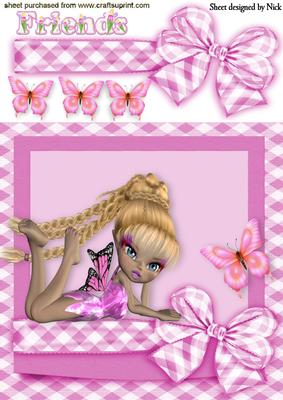 Little Pink Fairie with Butterflies and Bows