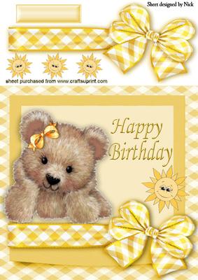 Fuzzy Bear with Little Sunshine in Bow Frame