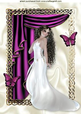 Beautiful Lady with Drapes and Butterflies A4