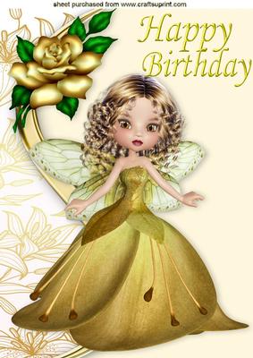 Fairie in Gold with Gold Rose A4