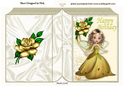 Fairy in Gold with Gold Rose Folded Book