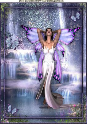 Fantasy Waterfall with Fairie and Butterflies A4