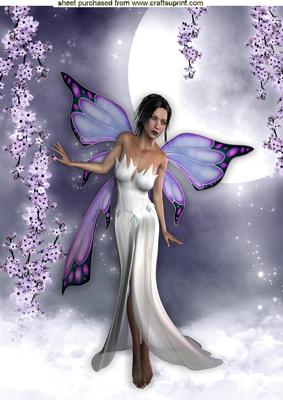 Twilight Fairy with the Moon and Wisteria A4
