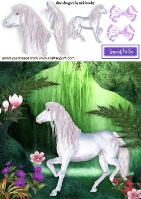 Beautiful Whitye Fantasy Horse with Mystical Waterfall