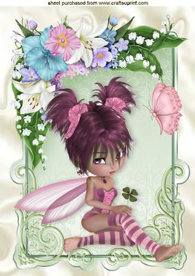 Sweet Little Fairie in Pink with Butterfly A4