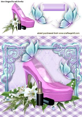 Pretty Pink Shoes with Flowers and Butterflies