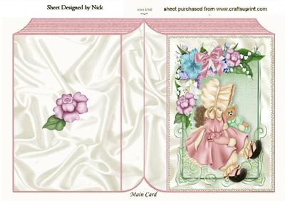 Little Bonnet Girl with Pink Roses Folded Book
