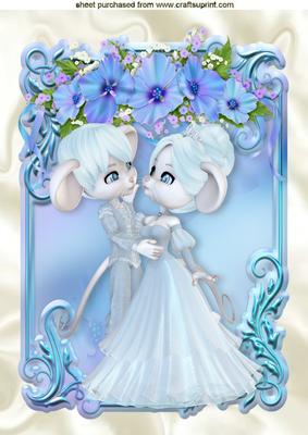 Cute Little Whimsical Mice in Flower Frame A4