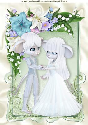 Cute Little Whimsical Mice with Pretty Flowers A4