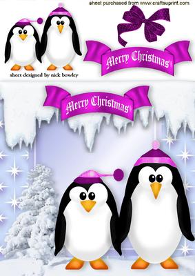 Cute Little Penguin in Cerise with Bow