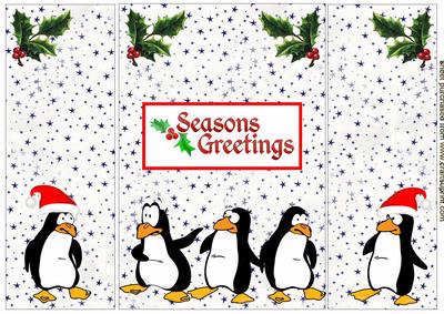 Cheeky Christmas Penguins Gate Fold Card