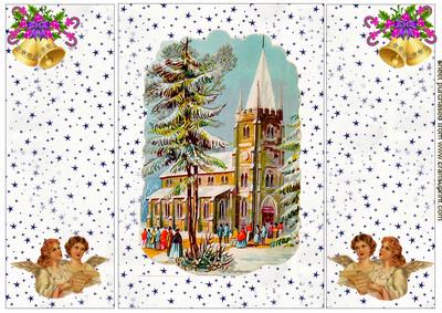 Vintage Christmas Church Gate Fold