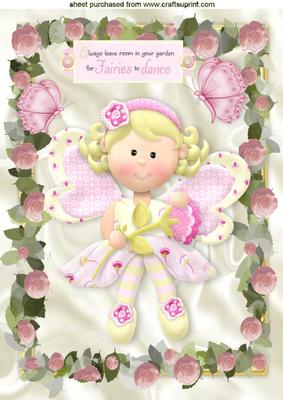Cute Litle Fairie in Rose Frame A4