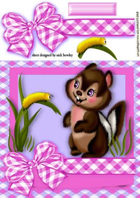 Little Chipmunk in Pink with Cheeky Caterpillar