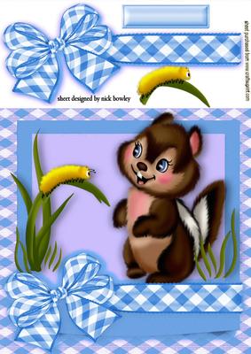 Little Chipmunk in Blue with Cheeky Caterpillar