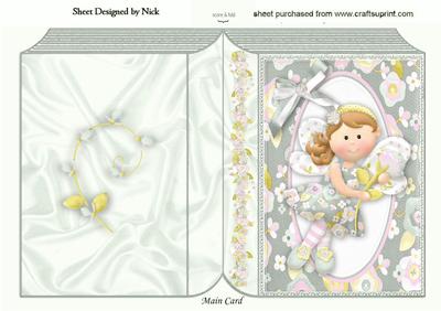 Cute Little Fairie with Bow in Silver Folded Book