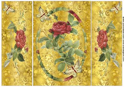 Elegant Gold & Rose Gate Fold Card
